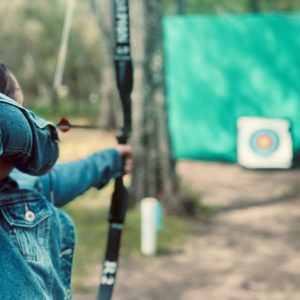 Archer aiming at a target